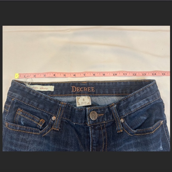 Decree Size 5 Women's Jeans Dark Blue Low-Rise Skinny Lightly Distressed - Picture 7 of 7